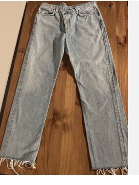 AGOLDE Jeans Womens 30 Light Wash Straight Leg Raw Hem Button Fly